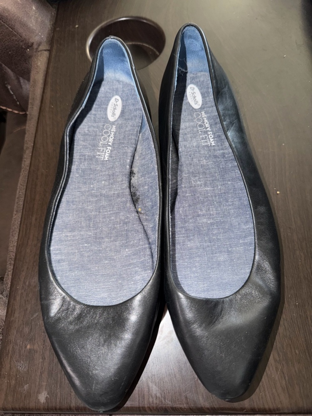 Dr. Scholl's Black Pointed Leather Ballet Flats